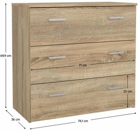 GARBO 3 komód, sonoma tölgy