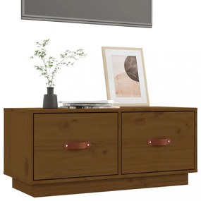 mézbarna tömör fenyőfa TV-szekrény 80 x 34 x 35 cm