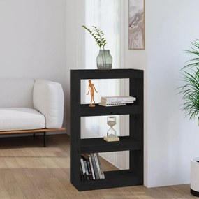 fekete tömör fenyőfa könyvszekrény/térelválasztó 60x30x103,5 cm
