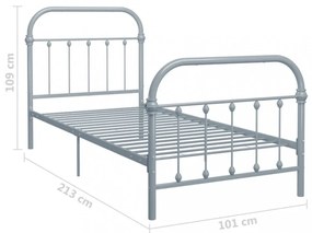 szürke fém ágykeret 90 x 200 cm
