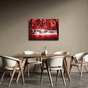 Üveg kép - Vízesés, piros (70x50 cm)