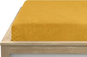 PREMIUM frottír gumis lepedő sárga-narancs 90x200 cm