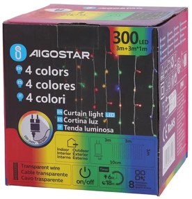 Aigostar - LED RGBY kültéri karácsonyi fényfüzér 300xLED/6W/230V/8 funkcióval 3x1m IP44 + távirányító