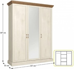 hálószoba garnitúra, északi sosna/vadtölgy, ROYAL