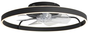 Mennyezeti ventilátor fekete 70 cm LED-del, fényerőszabályzóval és távirányítóval - Maddy