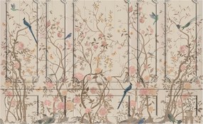 Flizelin tapéta Divatos 3D fali ragasztó Madarak és virágok 416x254 Ragasztó