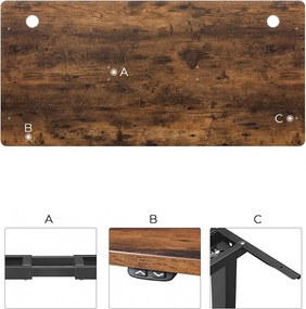 Elektromosan állítható íróasztal komplett, rusztikus barna 140×70×1cm