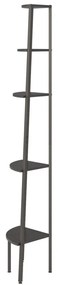 5 szintes fekete sarokpolc 45,5 x 31,5 x 180 cm