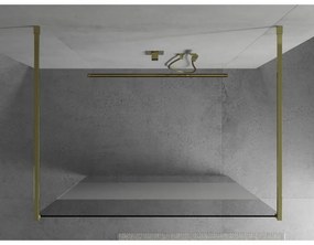 Mexen Kioto, átmenő zuhanyparaván 140 x 200 cm, 8mm átlátszó / jegesedés üveg, 2x arany stabilizáló távtartó, 800-140-002-50-35