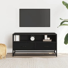 fekete szerelt fa és fém TV-szekrény 80x34,5x40 cm