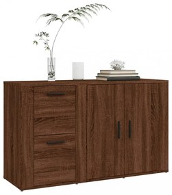 barna tölgyszínű szerelt fa tálalószekrény 100x33x59,5 cm