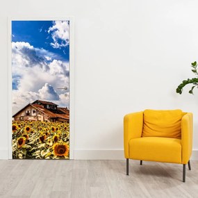 Fotótapéta ajtóra - Napraforgó mező (95x205cm)
