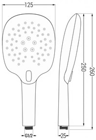 Mexen tartozékok - kézizuhanyfej Oval R-22, 3 funkciós, fekete, 79522-70