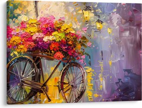 Kép - Kerék virágokkal (70x50 cm)
