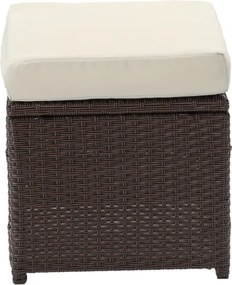 NAGY KERTI BÚTORSZETT (KANAPÉ, 2 FOTEL, 2 PUFF, ASZTAL) - BARNA, PÁRNÁK - BÉZS