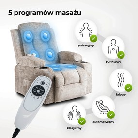 Masszázsfotel Banesto (bézs bársony)  . Akció -21%. 1128929