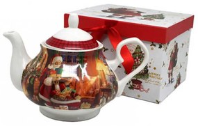 Karácsonyi porcelán teáskanna - 800 ml - Télapós