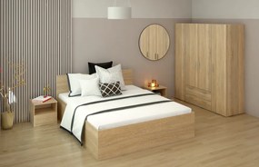 Ágy fém ráccsal és tárolóhellyel, 160x200, sonoma tölgy, DOLI