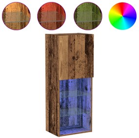 TV Szekrény LED Fényekkel Régi Fa 40,5x30x102 cm