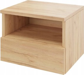 Akasztós éjjeliszekrény, click-on fiókkal és polccal, craft tölgy, szélesség 50 cm