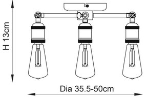 Endon 76124 - HAL spotlámpa 3xE27/10W/230V matt króm/réz