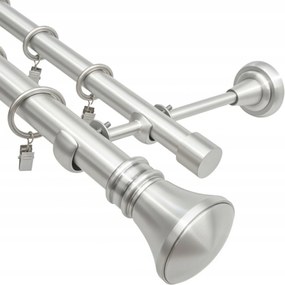 Dupla fali Függönykarnis Fém 25+19 mm ezüst Szatén Monaco 360 cm