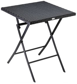 Rom fekete polirattan összecsukható asztal 63x63x73 cm