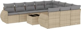vidaXL 11 részes bézs polyrattan kerti ülőgarnitúra párnákkal