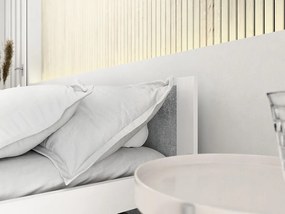 Ágy IKAROS 90 x 200 cm, beton/fehér Matrac: Coco Maxi matrac 20 cm, Ágyrács: Deszkás ágyráccsal