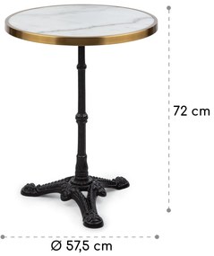 Patras Lux, bisztró asztal háromlábú talapzattal, márvány asztal, Ø: 57,5 cm, magasság: 72 cm