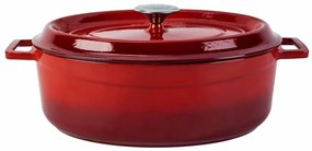LAVA Metal Öntöttvas ovális fazék, piros, 7 l,átmérő 31 cm