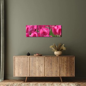 Kép - Rózsaszín tulipánok (órával) (90x30 cm)
