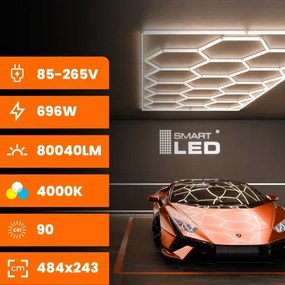 LED mennyezeti lámpatest LED/696W/85-265V 4000K 484x243 cm CRI 90 IP54 fehér