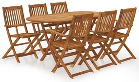 vidaXL 7-részes összecsukható kerti tömör akácfa étkezőszett
