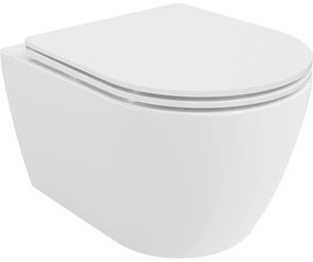 Mexen Carmen, falra akasztható wc csésze 490x365x340 mm, Perem nélküli Tornado + duroplast wc ülőke, fényes fehér, 30880300T