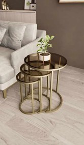 Milas üveg dohányzóasztal, arany-bronz, Ø47 cm