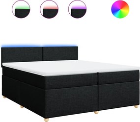 vidaXL fekete szövet rugós ágy matraccal 200 x 200 cm