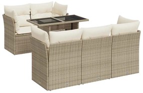vidaXL 6 részes bézs polyrattan kerti ülőgarnitúra párnával