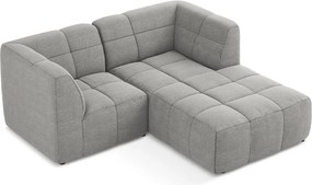 Szürke buklé sarokkanapé (jobb oldali-heverő résszel) Aloha – Makamii
