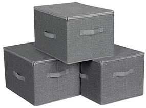 CURAN 3 darabos cipzáras tárolódoboz szett, szürke