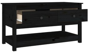 Fekete tömör fenyőfa dohányzóasztal 102 x 49 x 55 cm