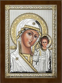 Vászonkép Kazanyi Szűzanya a kis Jézussal 16,5 x 21,5cm ajándék Gravírozás