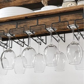 Többfunkciós bor- és pohártartó NAVARO barna/fekete