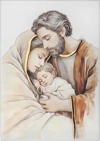 Vászonkép Szent Család 12 x 17 cm Fára festett Esküvő Évforduló Gravírozás