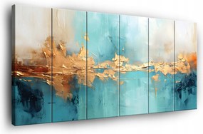 Vászonkép Absztrakt Arany Türkiz Vászon Fal 6 Részes Hálószoba 180x100
