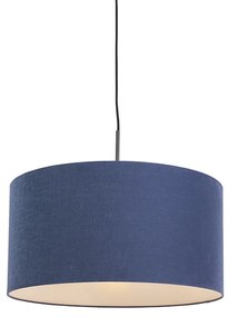 Modern függőlámpa fekete antik kék árnyékolóval 50 cm - Combi 1
