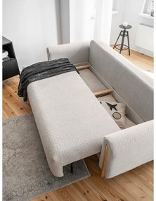 Bézs buklé kinyitható-tárolóhelyes kanapé 244 cm Arcadova – ELTAP