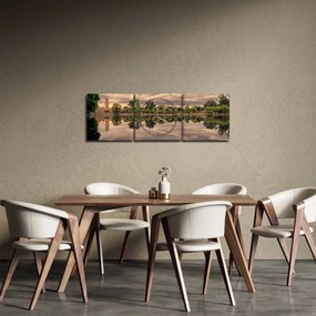 A tó és a fák képe (órával) (90x30 cm)
