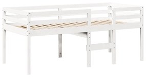 fehér tömör fenyőfa magasított ágy tetővel 90 x 200 cm