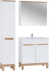 80cm-es bútorszett mosdóval, magas szekrénnyel és tükörrel